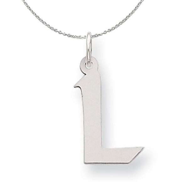 Silver Karlie Collection Block Initial Charm Letter L Necklace - 16 In